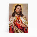 Quadro Jesus Cristo Sagrado Coração Religião Canvas 60x40cm