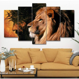 Quadro Jesus Leao De Juda Hd 5 Peças Mosaico Mdf 6mm Hd