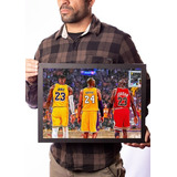 Quadro Lendas Nba Kobe Jordan Lebron Arte Poster Moldurado