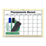 Quadro Lousa Planejamento Mensal Moldura Madeira 90x60 +kit