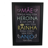 Quadro Mãe Heroína Dia Das Mães Mulher 23x33cm Com Moldura Cor Colorido Cor Da Armação Preto