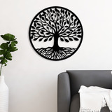 Quadro Mandala Árvore Da Vida Em Mdf Preto 60cm Grande