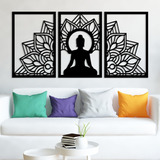 Quadro Mandala Buda Meditação Vazado Decorativo