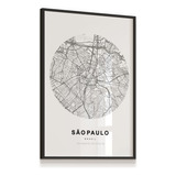 Quadro Mapa Cidade São Paulo Nome Ruas País Sala Escritório 