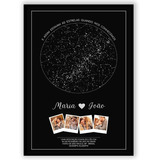 Quadro Mapa Das Estrelas Com 4 Fotos -a4 - Moldura E Vidro