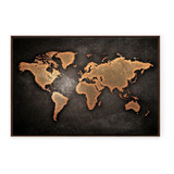 Quadro Mapa Mundi Com Moldura Vintage Retrô Viagens Sala