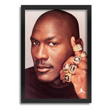 Quadro Michael Jordan Anéis Campeão Bulls Nba Basquete A3