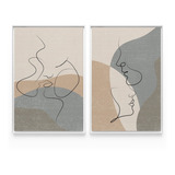 Quadro Moderno Abstrato Amor Em Curvas Casal C/ Moldura Sala