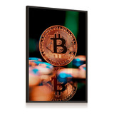 Quadro Moeda Bitcoin Negócios Money Sala Escritório 43x63