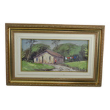 Quadro Oleo Sobre Tela Casa De Interior Assinado 52x36cm