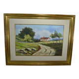 Quadro Oleo Sobre Tela Paisagem Rural Artista Caiani 56x46cm