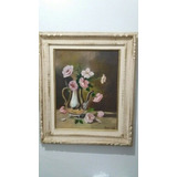 Quadro Oleo Tela Rosas - Maria De Lourdes Mercurio Cretella