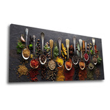 Quadro Para Cozinha Restaurante Temperos Grande Tela 
