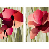 Quadro Para Varanda Flor Vermelha Mosaico 2 Telas Moderna