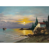 Quadro Pintura A Oleo Sobre Tela Decoracao Arte Costa