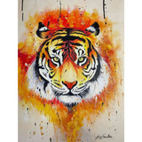 Quadro Pintura A Oleo Sobre Tela Decoracao Arte Tigre