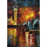 Quadro Pintura A Oleo Sobre Tela Decoracao Londres A Noite