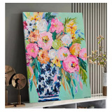 Quadro Pintura Flores Abstratas Tela Canvas 40x60 S/ Moldura