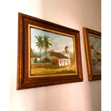 Quadro Pintura Oleo Igreja Assinado Moldura Madeira 