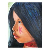 Quadro Pintura Oleo Sobre Tela Menina India