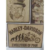 Quadro Pirografado Harley Davidson
