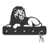 Quadro Porta Chaves Leão Mdf Vazado 3mm Preto Fosco 20x13