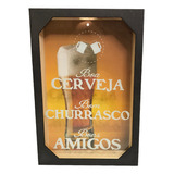 Quadro Porta Tampa Cerveja Madeira Mdf Vidro Decoração