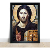 Quadro Poster Arte Sacra Jesus Pantocrator Moldura A3