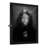 Quadro Poster Bob Marley Reggae Musica 45x35 Com Vidro