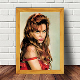 Quadro Poster Da Atriz Brigitte Bardot Com Moldura Natural
