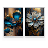 Quadro Pra Sala Abstrato Flores C/ Moldura Decorativo Grande