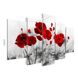 Quadro Pra Sala Decorativo Papoula Vermelha Mosaico S/ Juros