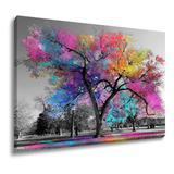 Quadro Tela Canvas Decorativo Árvore Flores Colorida 150x100 Cor Impressão Em Alta Resolução Cor Da Armação Tecido Canvas Bordas Infinitas