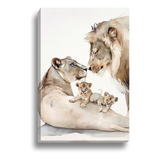 Quadro Tela Canvas Decorativo Grande Leão Em Família 120x80 Cor Impressão Em Alta Resolução Cor Da Armação Tecido Canvas Bordas Infinitas