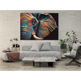 Quadro Tela Decorativo Elefante Indiano Colorido 