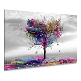 Quadro Tela Grande Árvore Coração Colorido Para Quarto 60x90