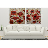 Quadro Tela Pintura Abstrato Flores - 2 Telas 74 X 74 Cm