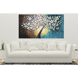 Quadro Tela Pintura Abstrato Flores - 50 X 100 Cm