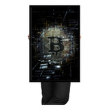 Quadro Vertical Bitcoin Criptomoeda Moldura 90x60cm
