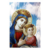 Quadro Virgem Maria Como Menino Jesus Placa Em Mdf 20x27cm