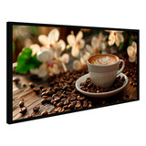 Quadro Xícara Café Creme Cafeteria Padaria Rústico Flores