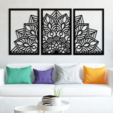 Quadros 3 Peças Decoração Mandala Geometria