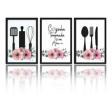 Quadros Decorativos 3 Pçs 20x30 Cozinha Temperada Com Amor