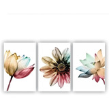 Quadros Decorativos 3 Pçs 20x30 Floral Colorido Flores