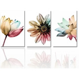 Quadros Decorativos 3 Pçs 20x30 Floral Colorido Flores