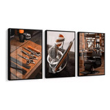 Quadros Decorativos Barbearia Luxo Com Moldura 50x70cm Vidro