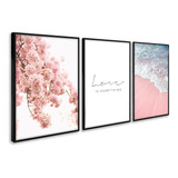 Quadros Decorativos Floral Mar Praia Sala Quarto Moldura
