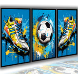 Quadros Decorativos Futebol Bola Chuteira Sala Quarto Luxo