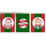 Quadros Decorativos Kit 3 Peças Mdf 20x30 Natal Papai Noel