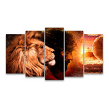 Quadros Decorativos Mosaico 5 P/ Jesus E Leão De Judá 115x60